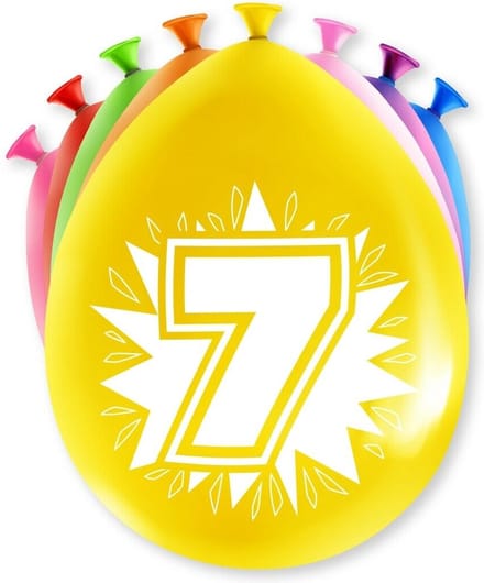 Happy Party Ballonnen 7 jaar (8 stuks)