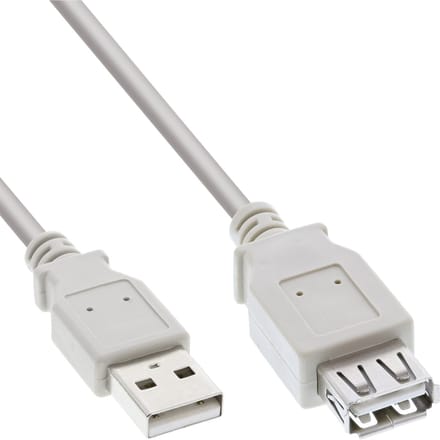 USB naar USB verlengkabel - USB2.0 - tot 2A / beige - 0,30 meter