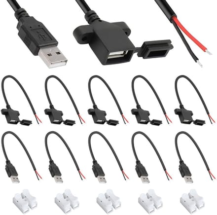USB Connector 2 Pin met Stofdichte Kap - USB 2.0 Data en Oplaadkabel (25 Stuks)
