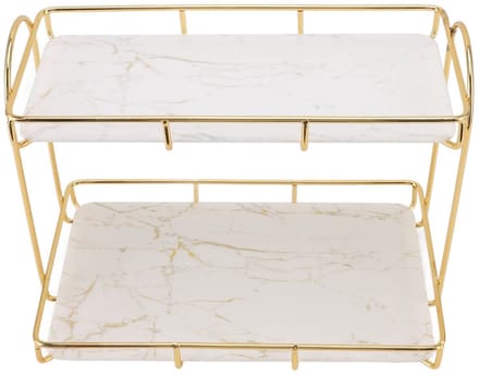 Dailygoods- Opbergrek Goud/Wit 2 Niveaus - Multifunctioneel - Organizer - Stevig - Antislip - Gehumaniseerde Structuur - Opbergplank