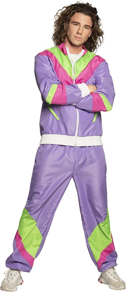 Boland - Trainingspak Retro dude paars (M) - Volwassenen - - 80's & 90's - Disco