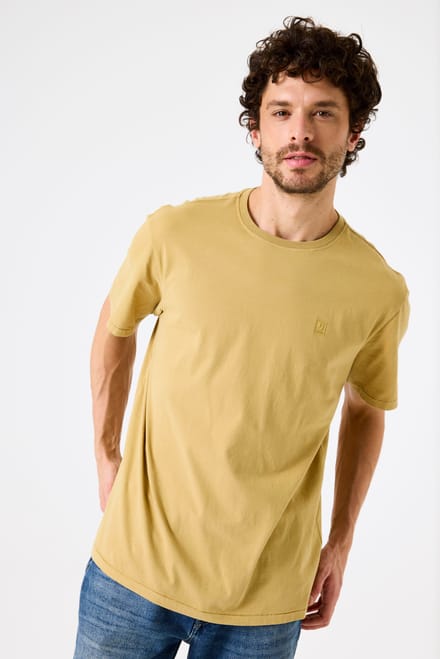 GARCIA Heren Effen T-shirt Geel Korte mouw
