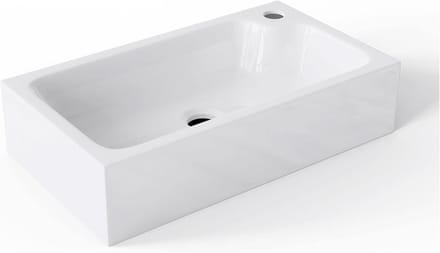 Kleine Opzetwastafel 46x26cm Vierkant van Mineraalstuc Wit