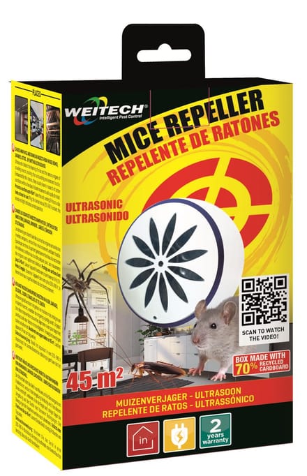 Weitech WK0523 Ultrasonic Ongedierteverjager - 45 m² - Ultrasoon - Plug & Play