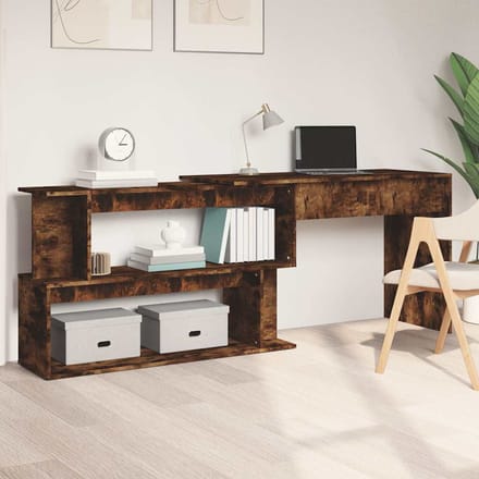 vidaXL - Hoekbureau - 200x50x76 - cm - bewerkt - hout - gerookt - eikenkleur