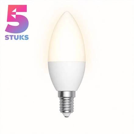 5x Kaarslamp Led-lamp E14 - 5W - Warm Wit Licht (2700K) - 475 lm - 10 jaar - Niet Dimbaar