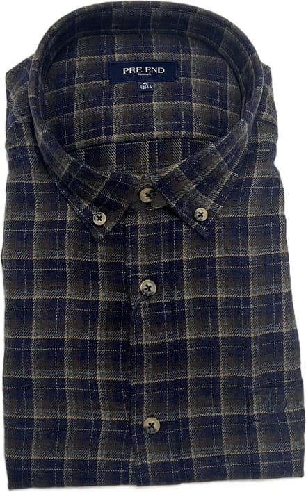Pre End - Overhemd heren - flanel - wood mix - geruit - maat M
