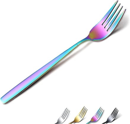 Kleurige RVS Dinervorken Set van 6 Stuks, Titanium Coating, Ideaal voor Feestjes en Dinergebruik