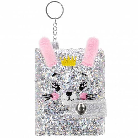 Lobbes notitieboek sleutelhanger konijn glitter multi kleuren.