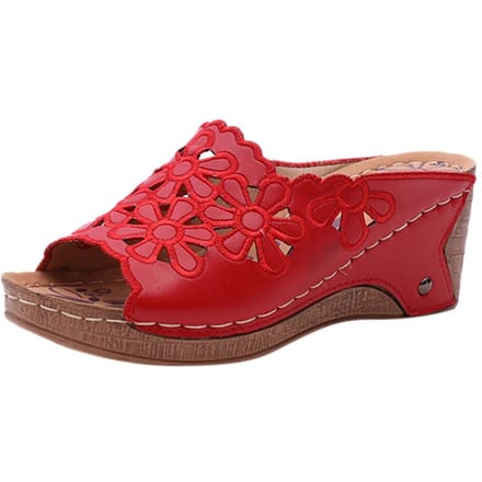 Damesmode Casual uitgeholde hoge hakken Dikke platforms Schoenenpantoffels 41 rood