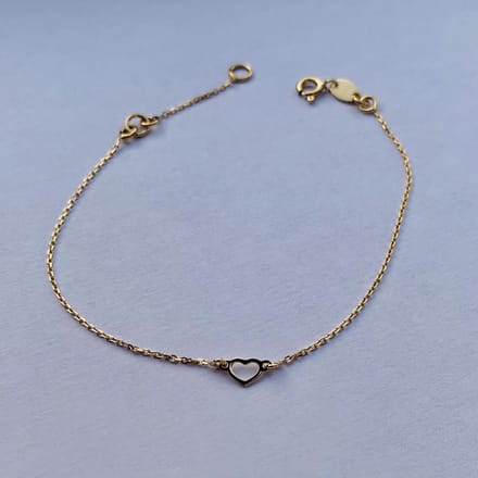 Minimalistische armband hart | Zilver | AG925 | Goudkleurig