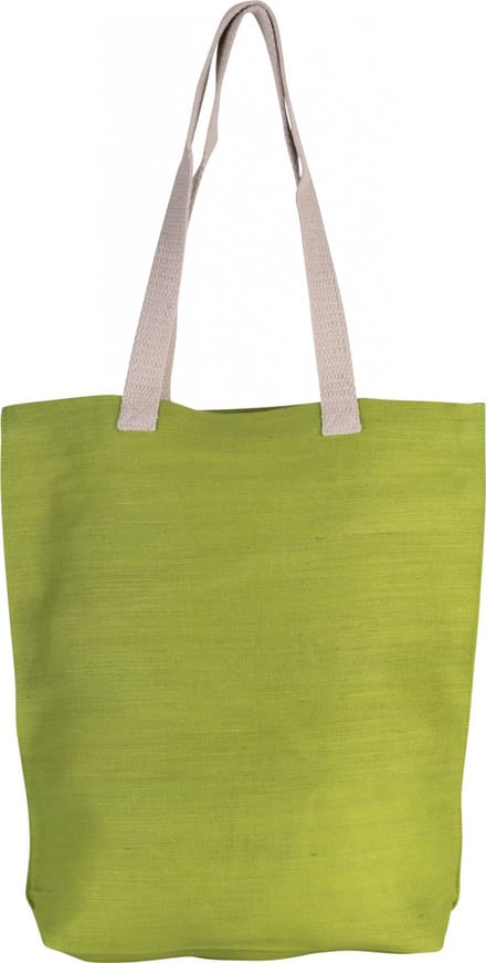 Kimood Shopper van jute/katoen KI0229 - Lime Green - One size