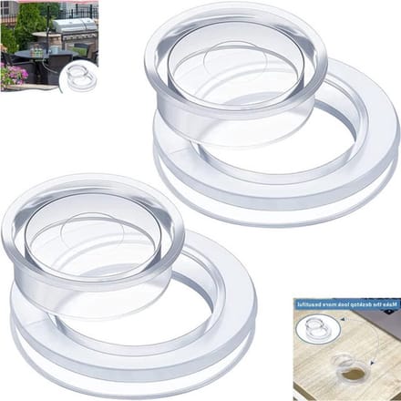 Terrastafel accessoires - Set van 3 dikkere ringen en doppen voor paraplu's - Standaardmaat - Transparant