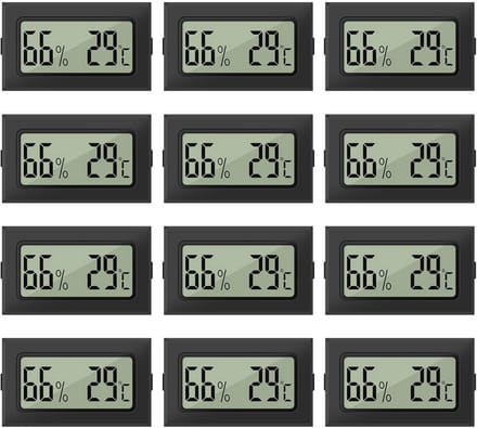 Mini Hygrometer en Thermometer Set - 12 Stuks - LCD Digitale Temperatuur- en Luchtvochtigheidsmeter voor Binnengebruik