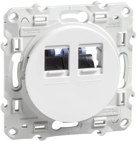 Stopcontact Dubbel - Netwerk Aansluiting - Internet Installatie - Cat 6 UTP - 74x74x44mm - Wit