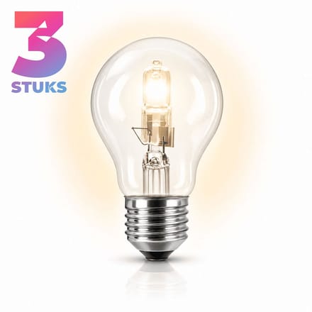 3x Peertje Halogeenlamp E27 - 100W - Warm Wit Licht (2700K) - 1900 lm - 2 jaar - Dimbaar