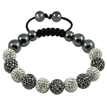 Fako Bijoux® - Armband - Disco Dots - Deluxe - Grijs/Wit