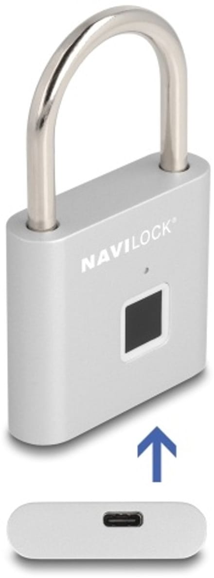 Navilock Padlock with fingerprint 75 x 45 x 13 mm silver