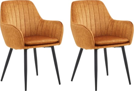 Colenis® - Lavinia Eetkamerstoel - Set Van 2 - Honey - Adoré Velvet - Design - Met armleuning