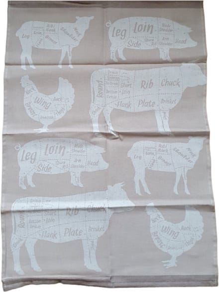 Lasa Home Theedoek taupe met print