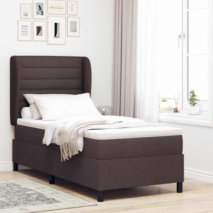 vidaXL - Boxspring - bed - met - matras - Donkerbruin - 90 - x - 200 - cm - Stof