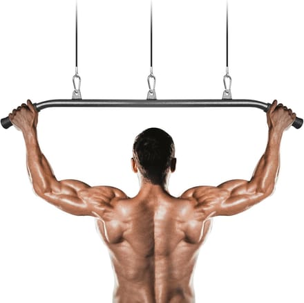 Fitness Pulldown Bar - Kabelmachine Bevestiging Triceps Bar - Kracht Training - Uniek 3 Haak Ontwerp - 92 cm - Zwart
