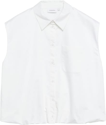 Mouwloos Katoenen Blouse met Rimpelrand Vrouw COMMA