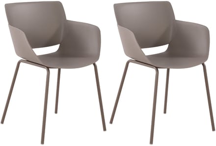 CLP Set van 2 Tuinstoelen Alpena - Met Armleuningen - Weerbestendig - Kunststof/taupe