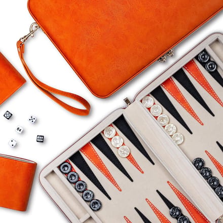 Backgammon Koffer – Luxe Backgammon Set – Lederen Bordspel – Reisspel Set - Draagbaar – Bordspelset