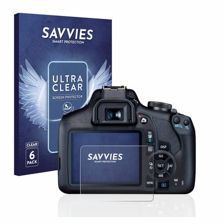 Savvies - Screenprotector voor Canon EOS 2000D - Folie Beschermfolie transparant 6 Stuks