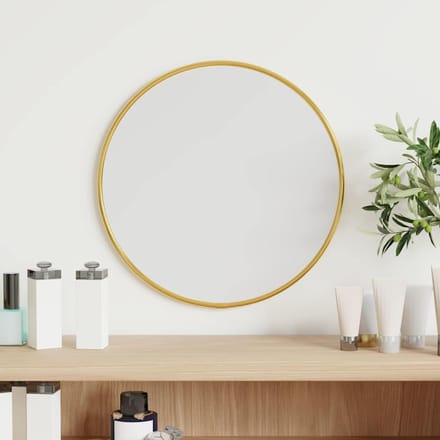 vidaXL - Wandspiegel - rond - Ø30 - cm - goudkleurig