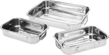 Excellent Houseware Braadsledes/ovenschalen - set van 3x stuks - rvs metaal - zilver - Vlees braden - Braadpan