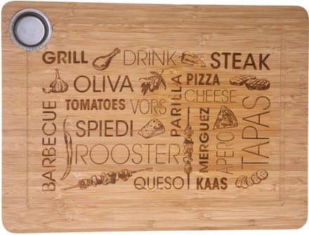 Secret de Gourmet Tapas serveerplank - bamboe hout - rechthoek 38 x 28 cm - broodplank