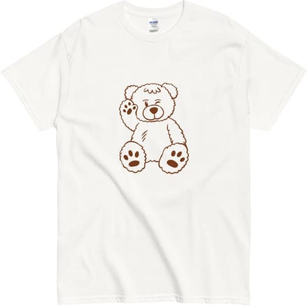T Shirt Dames Heren - Grappige Bruine Beer Illustratie - Katoen - Wit - M