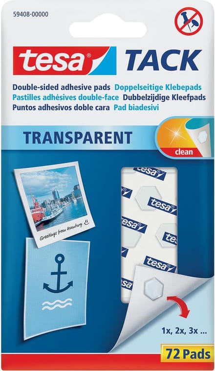 Kleefpads tesa tack dubbelzijdig transparant 72st | 20 stuks