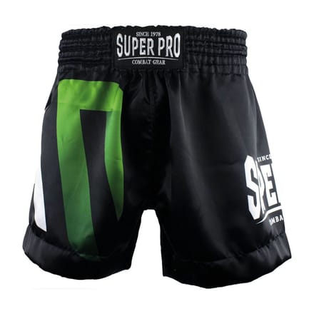 Super Pro Combat Gear Thai Short No Mercy Zwart/Groen/Zilver Extra Large