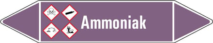 Ammoniak base leidingmarkering op vel - basen 75 x 17 mm - 8 per vel