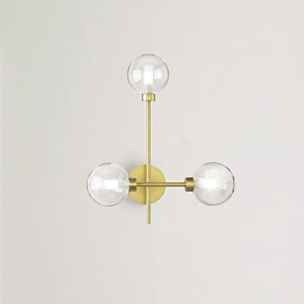 miloox by Sforzin Dom wandlamp, 3-lamps, helder/goud, glas
