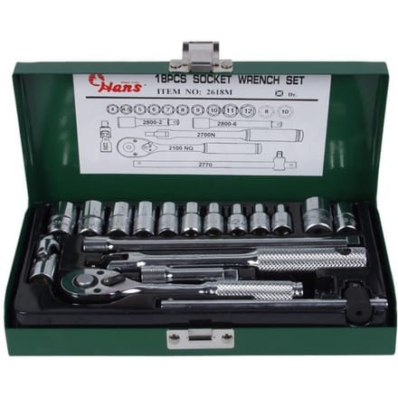 Dopsleutelset HANS 1/4 inch 6-kant 18 Stuk
