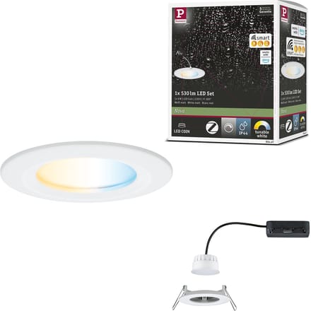 LED-inbouwlamp Nova Coin IP44 rond 78 mm Tunable White 6W 530lm 230V Wit mat Aluminium