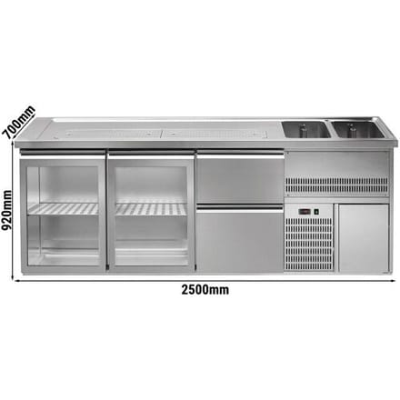 GGM Gastro Biertheke Premium PLUS - 2500x700mm - 2 Glastüren & 2 Schubladen