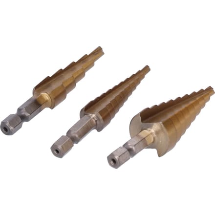 3 Stuks Trappenboor Ti-geplateerd Legeringsstaal Zeskantige Schacht Rechte Groef 312412420
