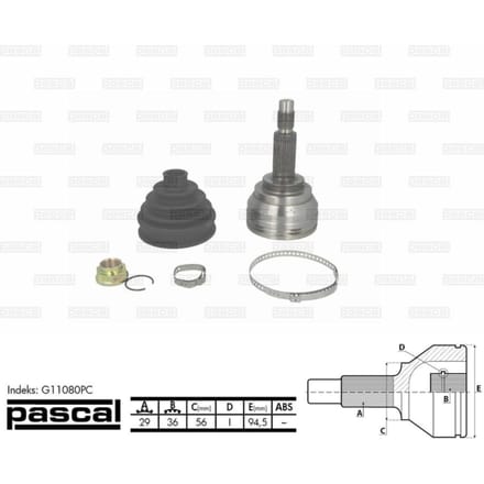 Homokineet reparatie set, aandrijfas PASCAL G11080PC
