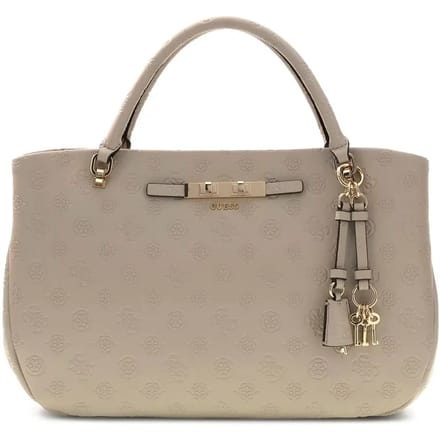 GUESS schoudertas handtas Carmella Girlfriend Satchel Bone Logo crème