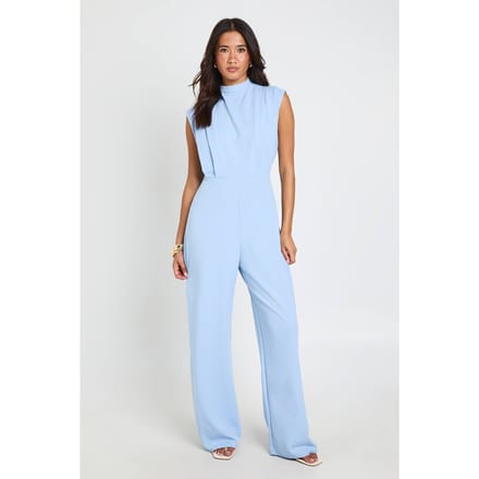 boohoo Dames Jumpsuit Met Geplooide Details En Gestructureerde Pasvorm | Lichtblauw | Maat: 40