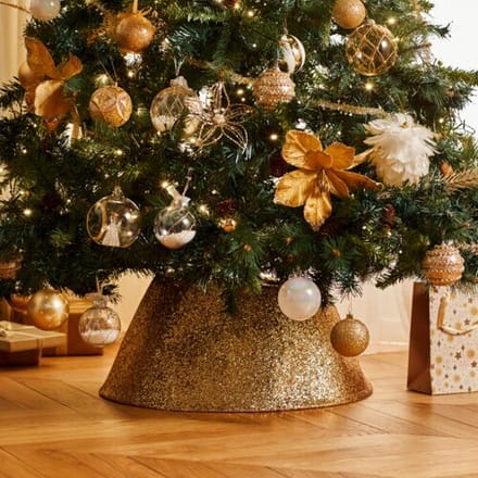 Feeric Lights & Christmas sprookjesachtige gouden glitter kerstboomrok - 56 cm