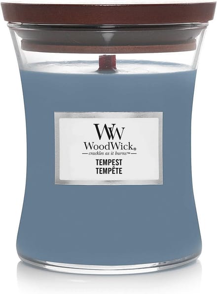 Medium glazen kaars met natuurlijke waxmix en houten pit