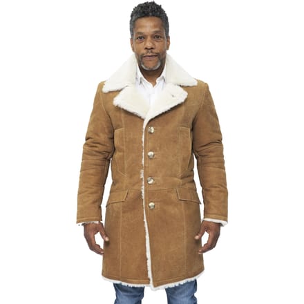Heren warme schapenvacht trenchcoat-Managua
