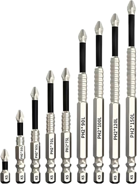 Schroevendraaierset Bits - Precisie Tool - Apparaten Repareren - Magnetische Punt - 9 Delig - Grijs
