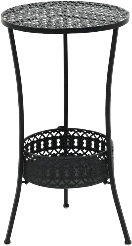Bistrotafel Metaal - Klein Tafelblad - Buiten Zitten - Met Extra Plank - 40 x 70 cm - Zwart